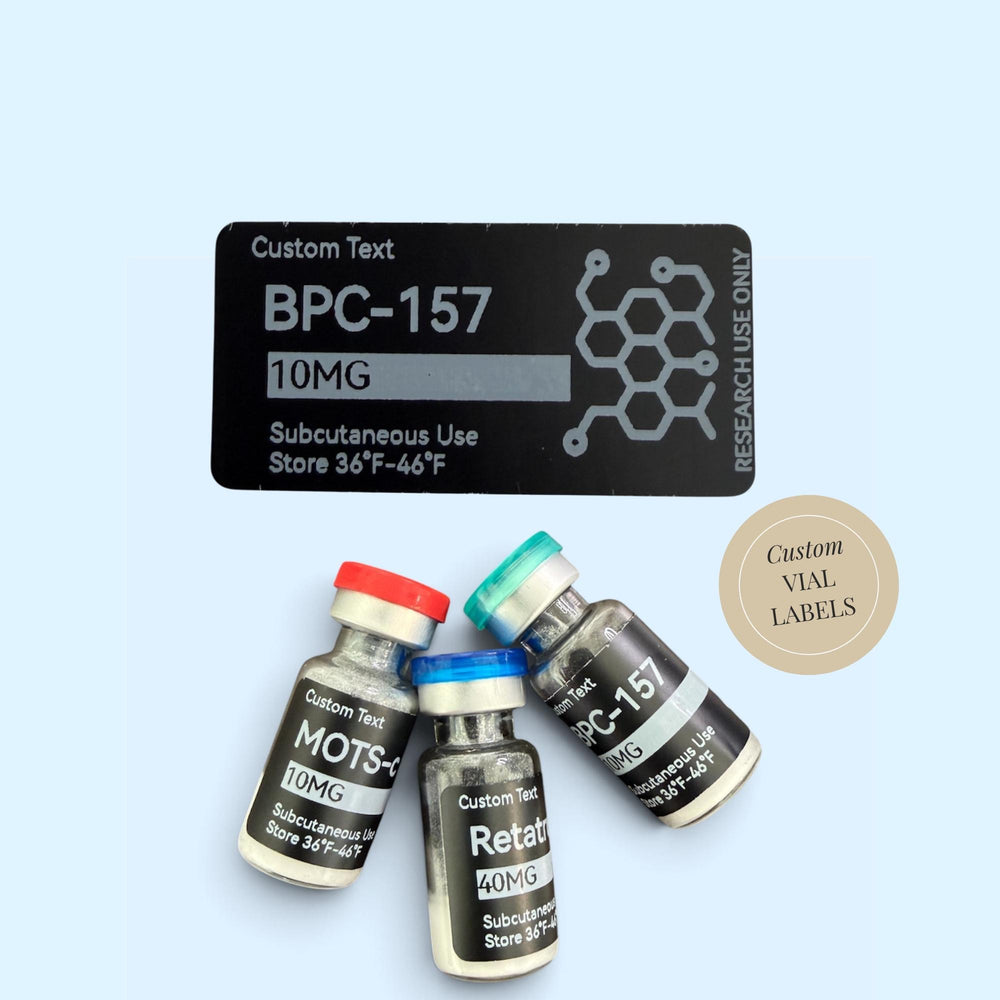 Matte black vial labels